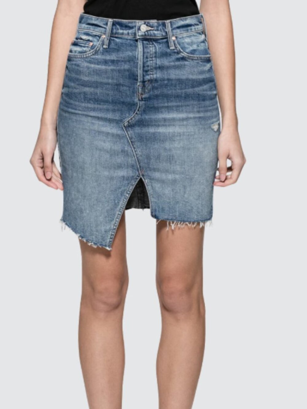 MOTHER | Denim The Tomcat Slide Mini Fray Skirt Distressed-Size 27